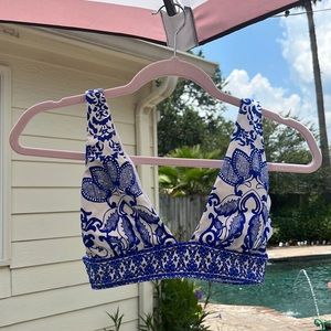 Royal Blue & White Bikini Top
